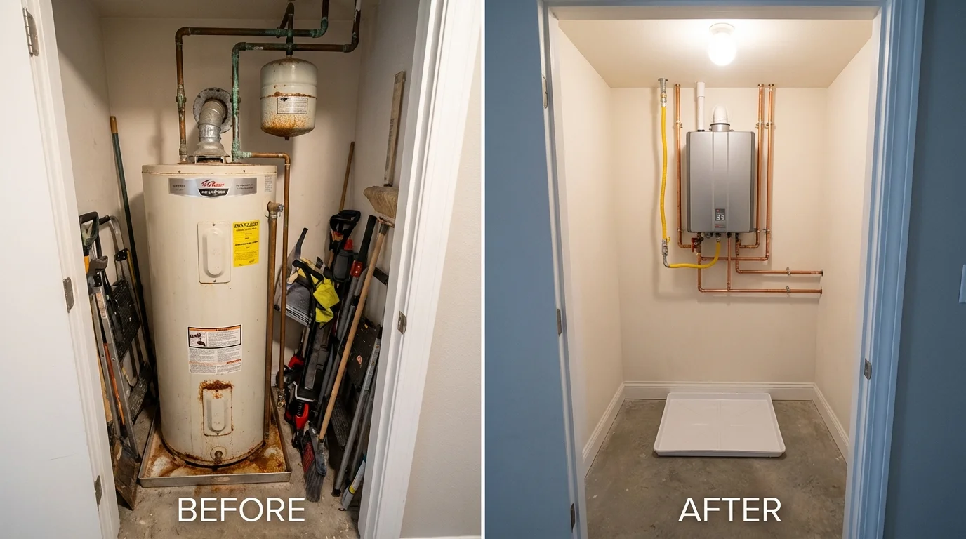 Tank water heater versus wall-mounted tankless unit comparison for Coshocton, OH homeowners